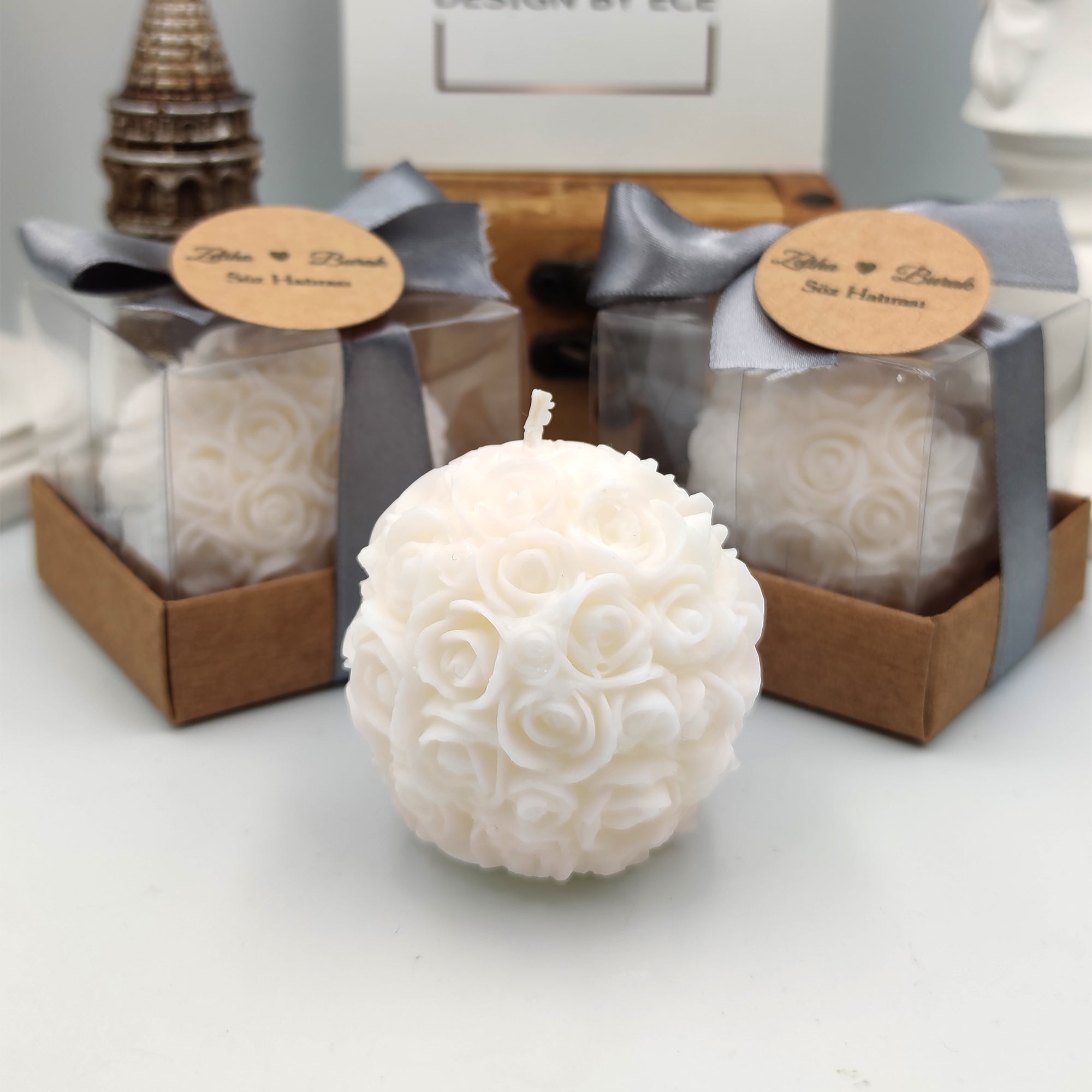 Vela de boda con forma de rosa, regalo para invitados en bodas, despedidas de soltera y bautizos.