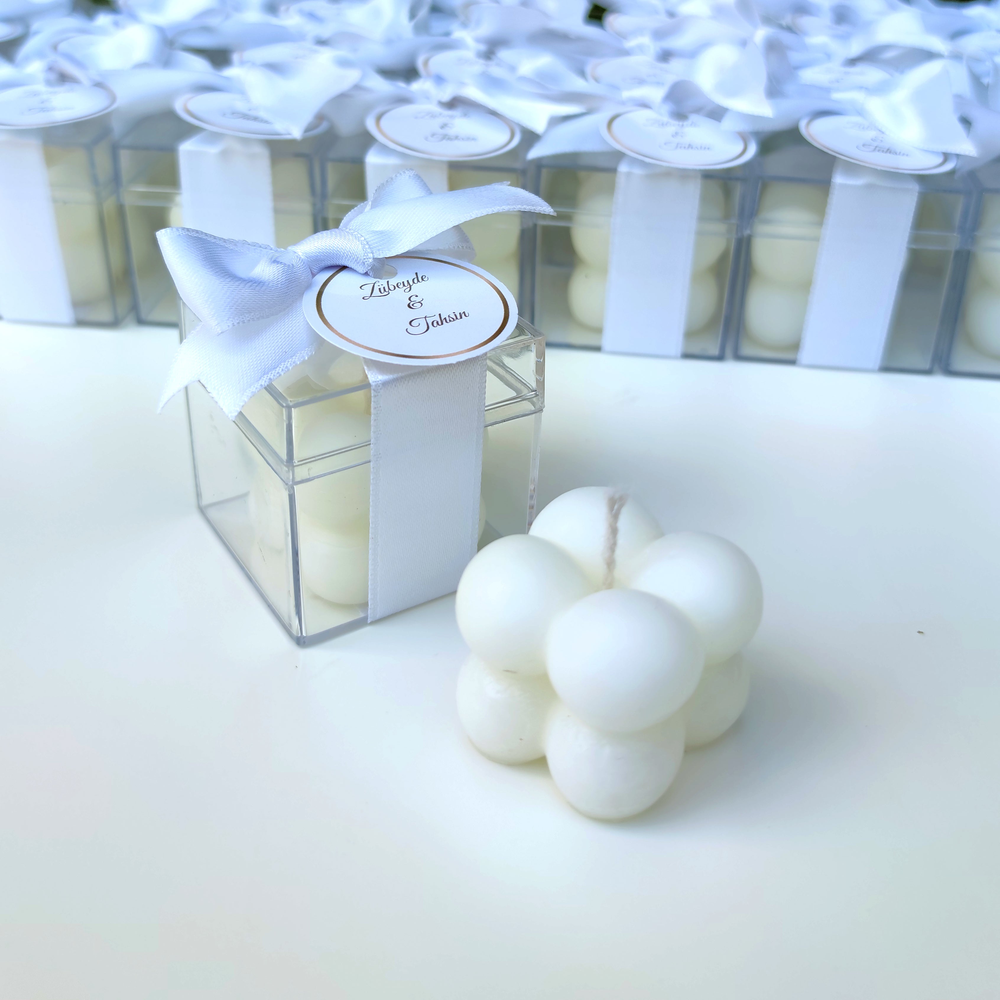 Vela de boda con forma de rosa, regalo para invitados en bodas, despedidas de soltera y bautizos.