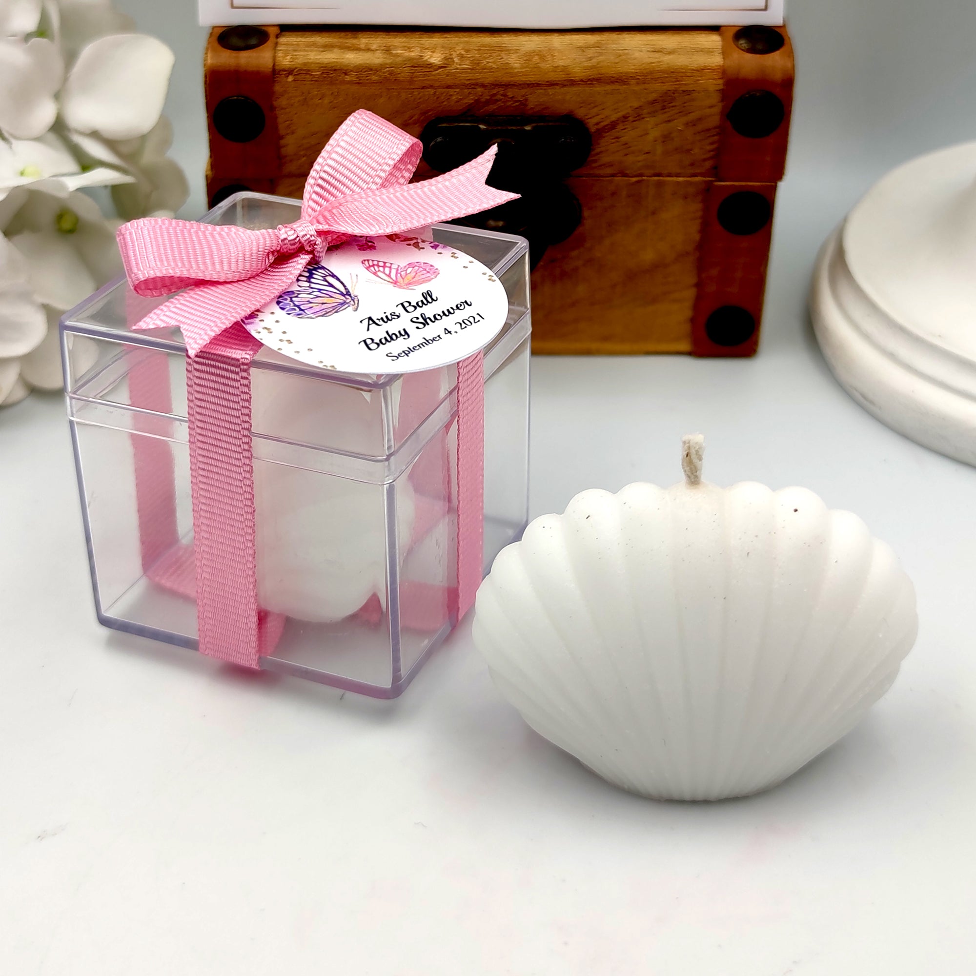 Vela de boda con forma de rosa, regalo para invitados en bodas, despedidas de soltera y bautizos.