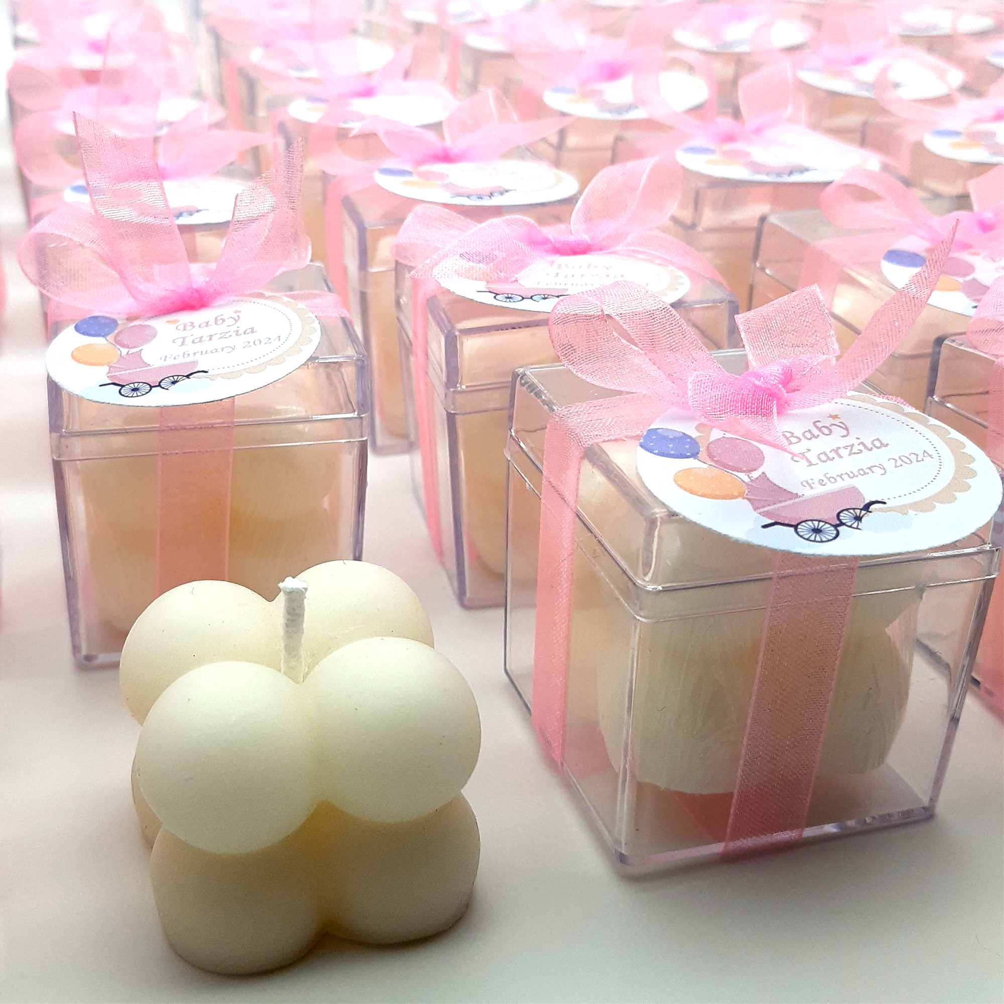 Vela de boda con forma de rosa, regalo para invitados en bodas, despedidas de soltera y bautizos.