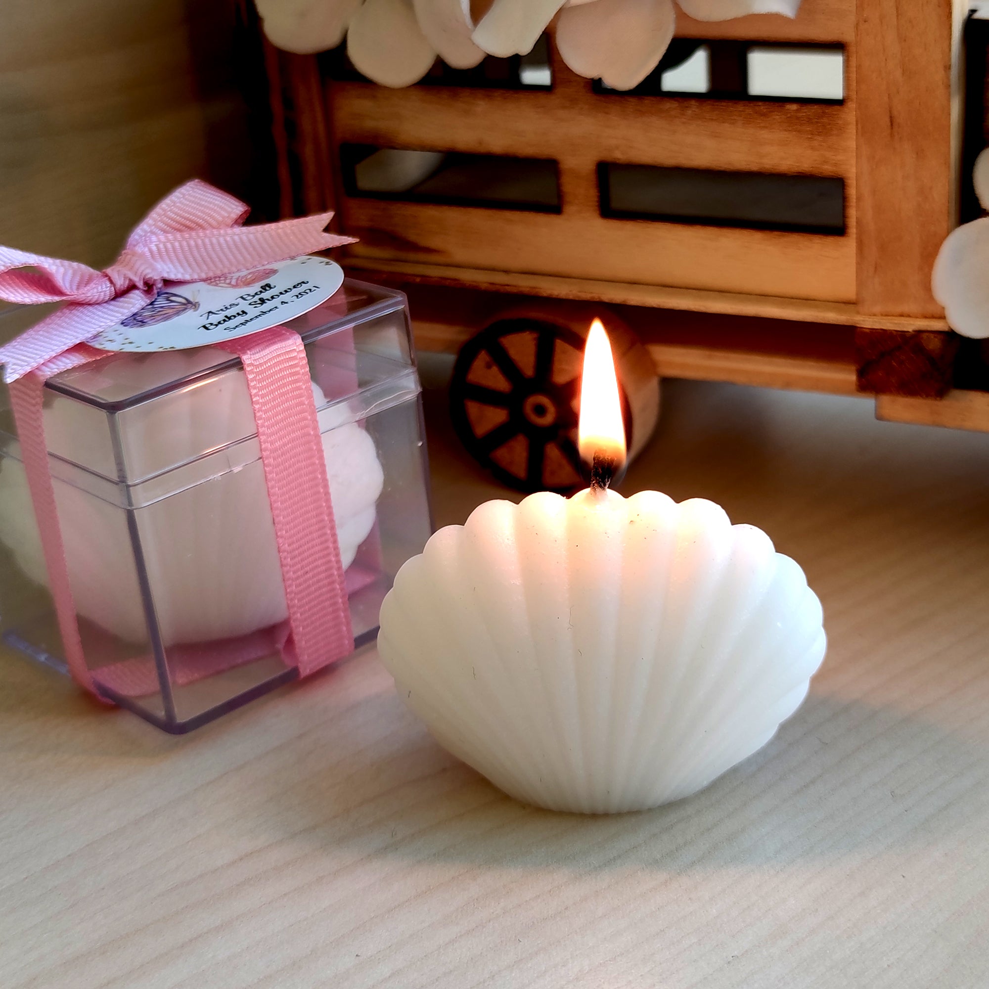 Vela de boda con forma de rosa, regalo para invitados en bodas, despedidas de soltera y bautizos.