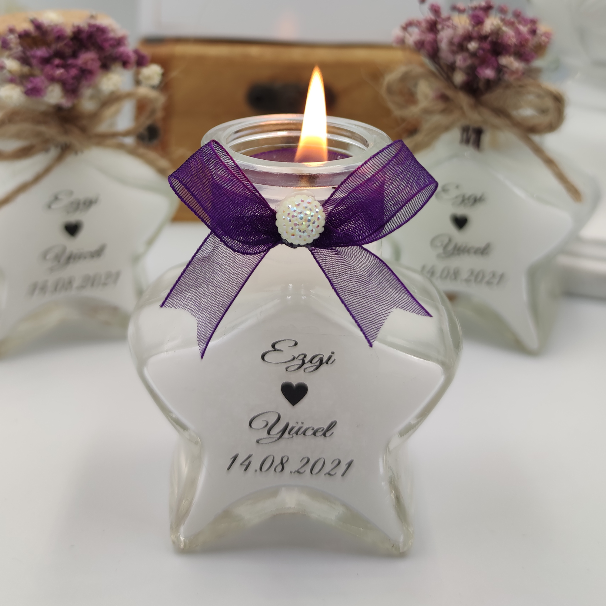 detalles boda para invitados, vela en cristal estrella personalizadas regalito ideal como regalo recuerdos comunion Bautizo, Boda, Regalito Invitados,