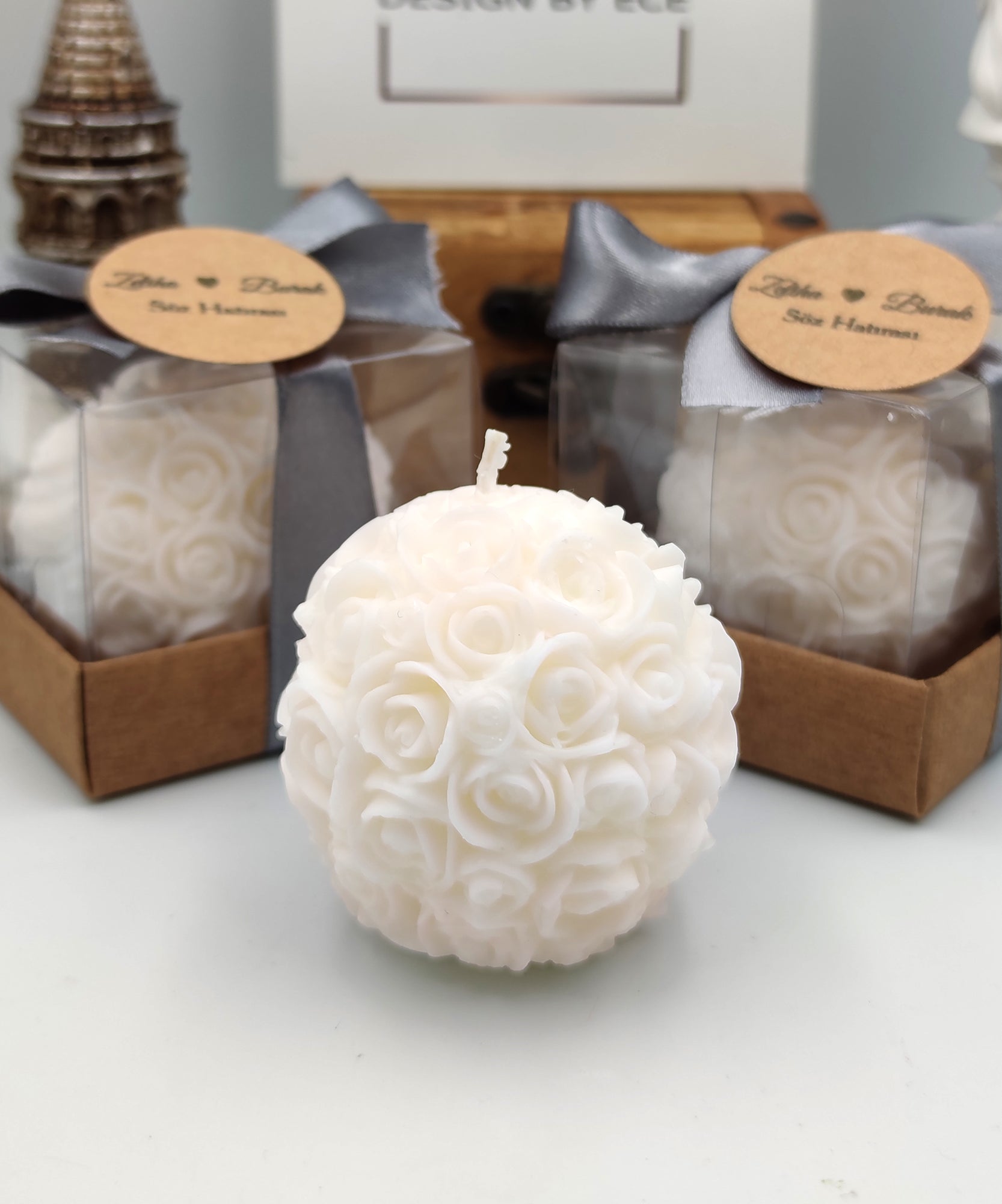 Vela de boda con forma de rosa, regalo para invitados en bodas, despedidas de soltera y bautizos.