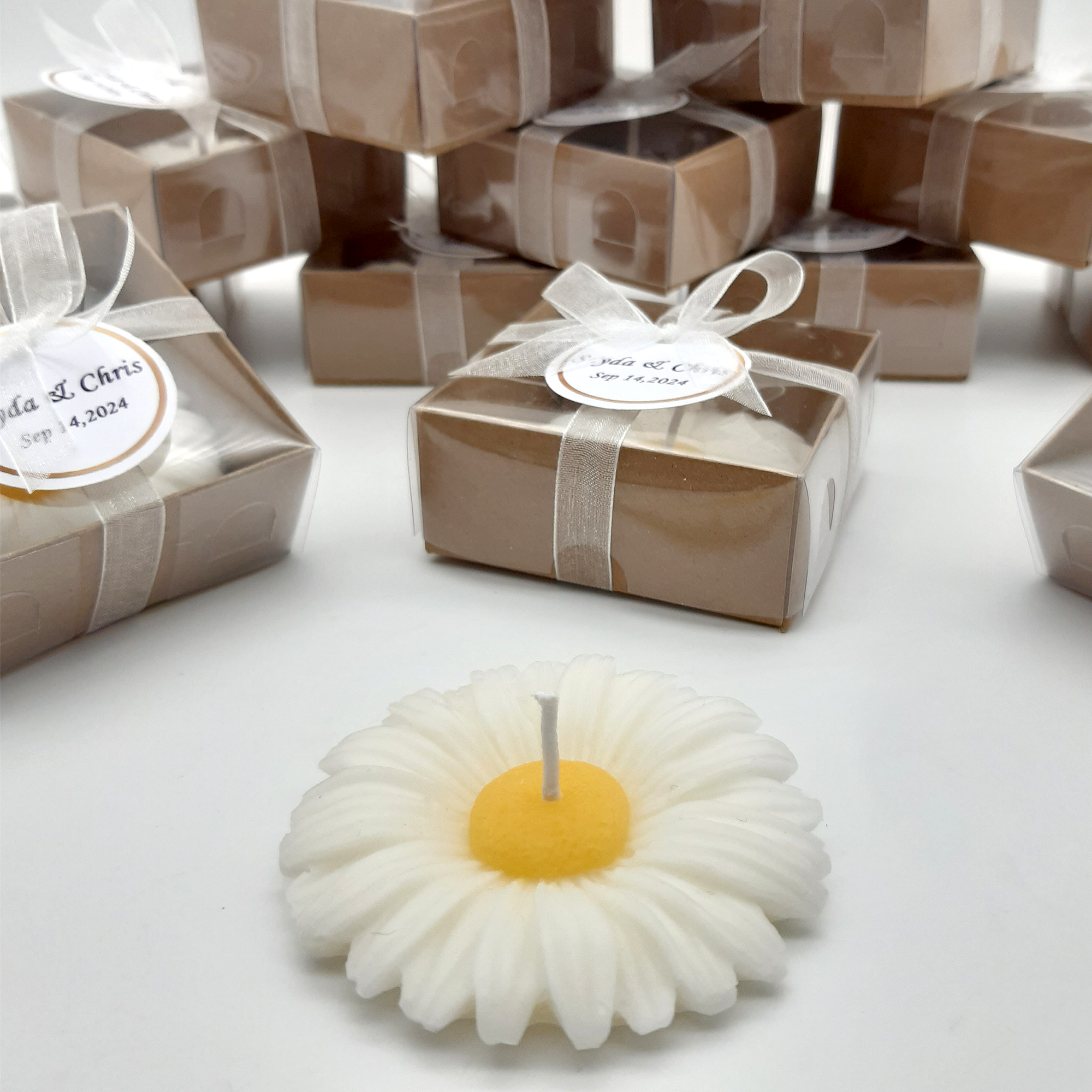 vela margarita Detalles de boda para invitados, flor de orquídea en forma de vela personalizado, Comunión, Bautizo, detalles de boda, regalo para invitados, ideal como recuerdo de comunión