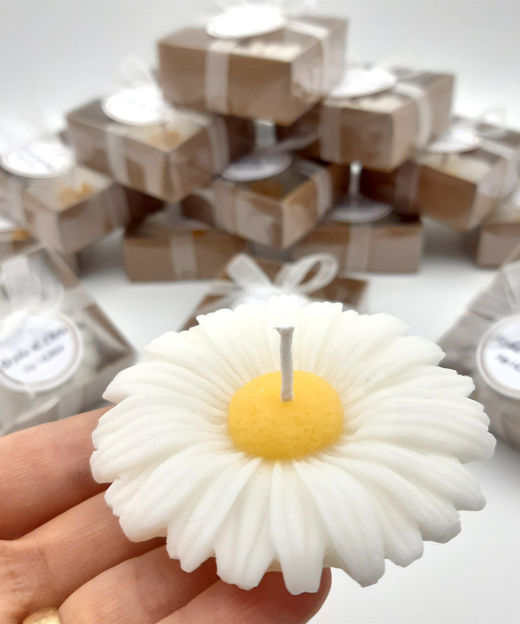 vela margarita Detalles de boda para invitados, flor de orquídea en forma de vela personalizado, Comunión, Bautizo, detalles de boda, regalo para invitados, ideal como recuerdo de comunión