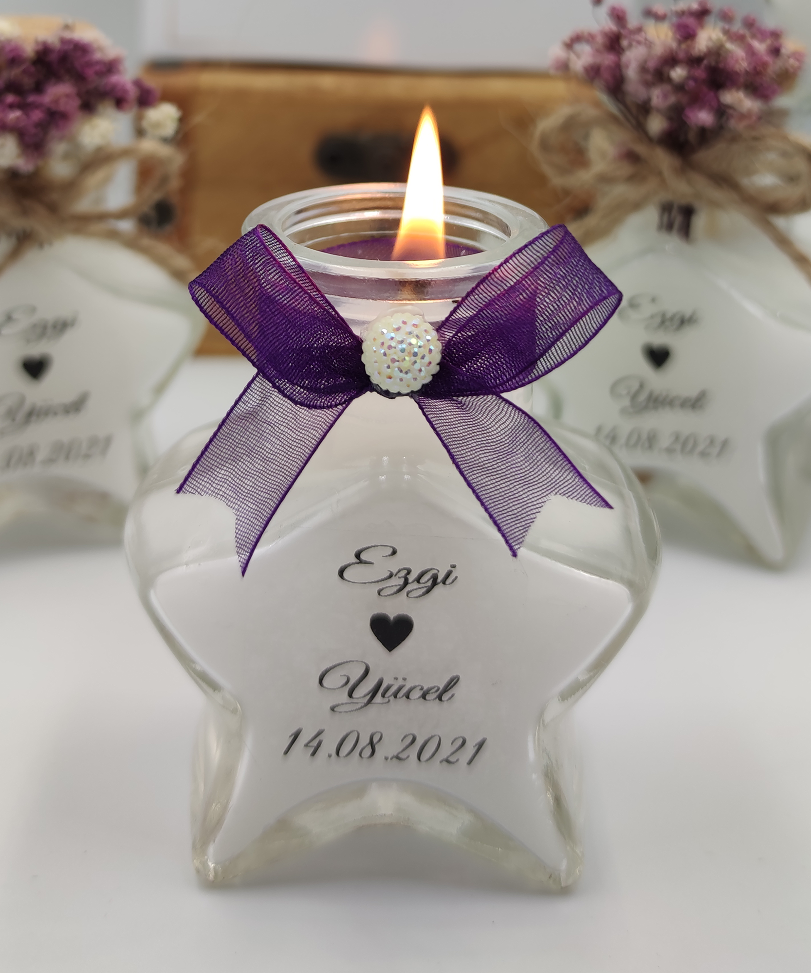 detalles boda para invitados, vela en cristal estrella personalizadas regalito ideal como regalo recuerdos comunion Bautizo, Boda, Regalito Invitados,