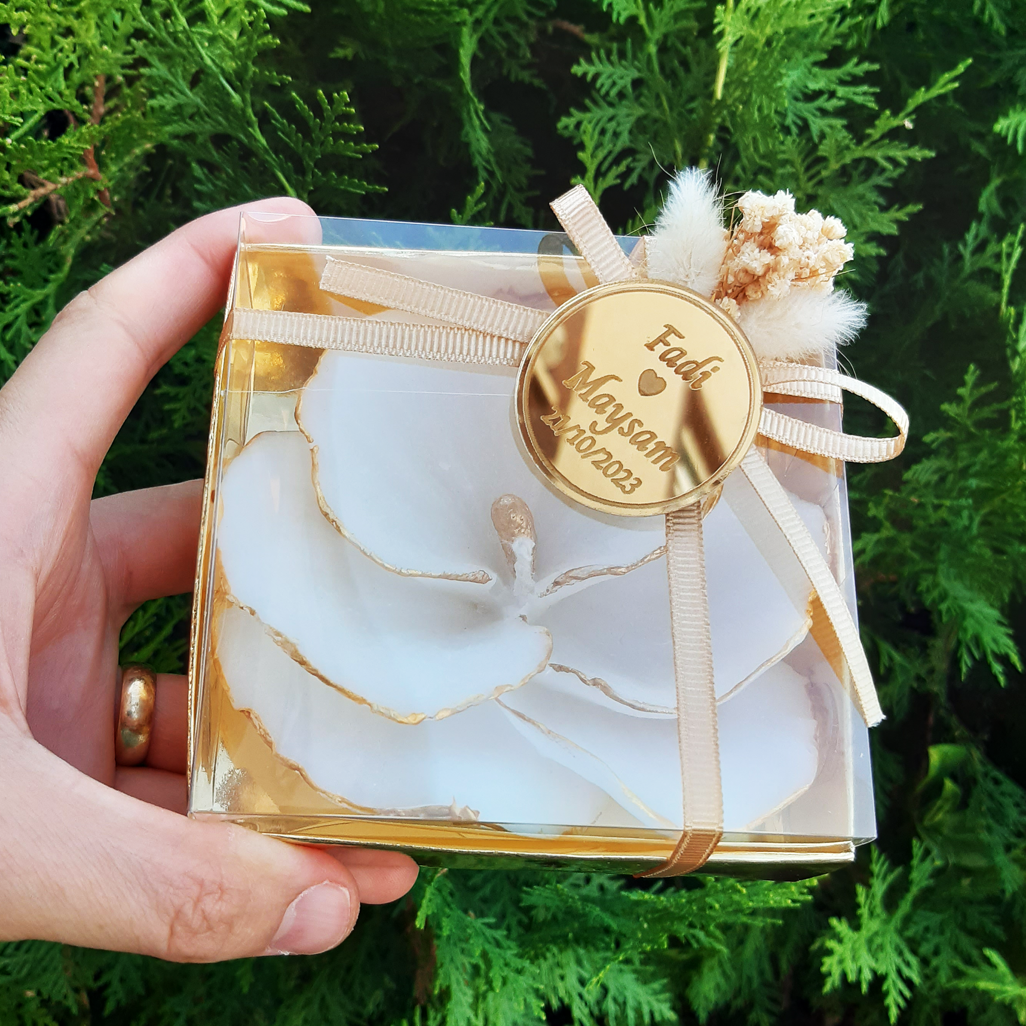 Detalles de boda para invitados, flor de orquídea en forma de vela personalizado, Comunión, Bautizo, detalles de boda, regalo para invitados, ideal como recuerdo de comunión